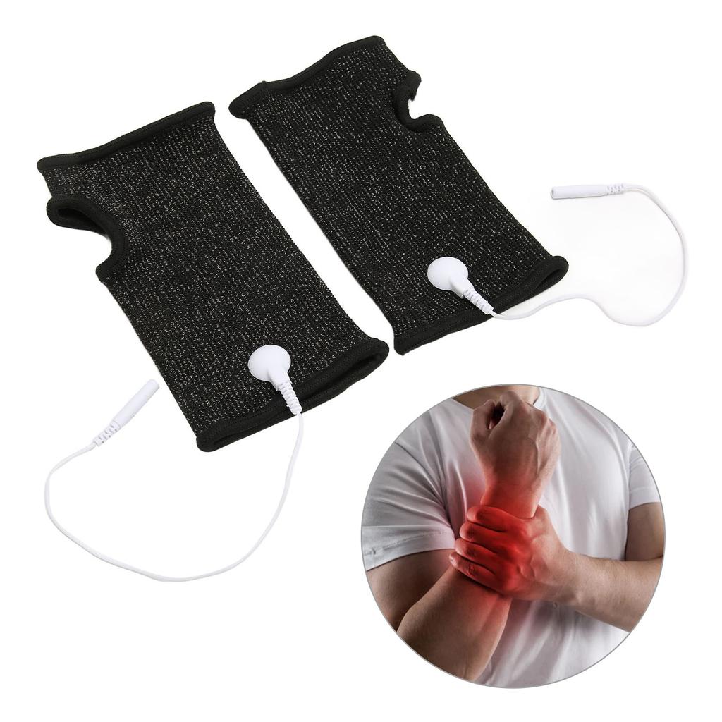2 buc Manșetă Conductivă Reduce Durerea Umflarea Fibră de Argint Elastică pentru Artrită Amorțeală Negru