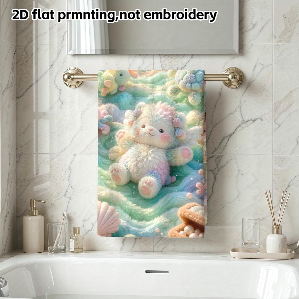 Underwater Fantasy Fluffy Sea Creatures Soft Towel, Cute Marine Animal Absorbent Hand Towel
