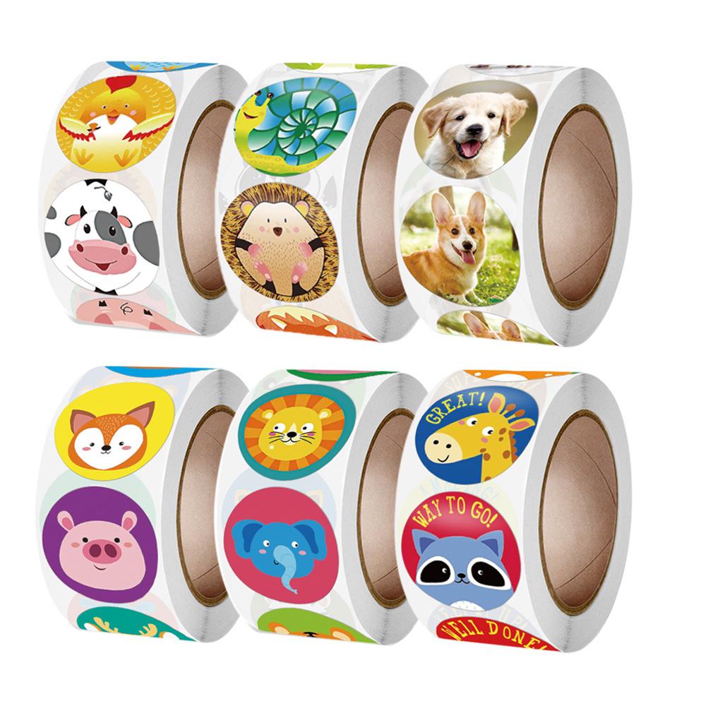 Stickers 500 Pcs/roll Teacher Rewards And Encourages Children Toys Cute Animal Stickers Sealing Stickers