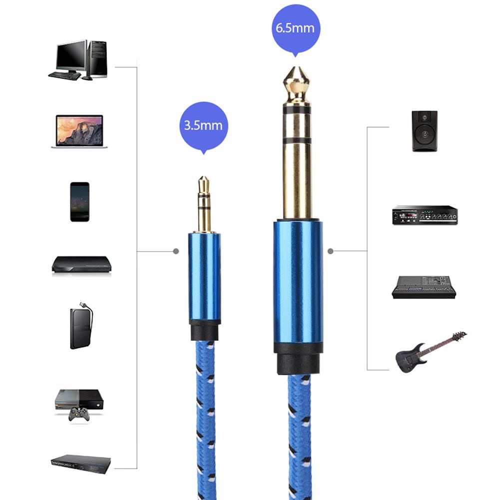 3.5mm Stereo Male to 6.35mm Stereo Male Audio Line for Amplifier Speaker Electric Guitar2M