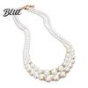 White Pearl Faux Dressy Necklace Ladies 2 Strands Beads Choker