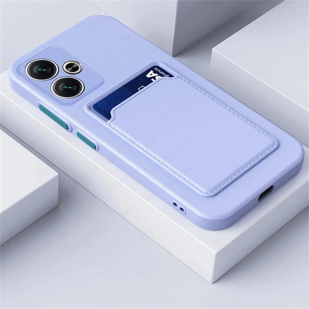 Silicone Card Wallet Case for Xiaomi Redmi 13 4G 13C 12C 12 10C 10A 9C 9A Soft Shockproof Card Slot Soft Bumper Back Full Protection Cover
