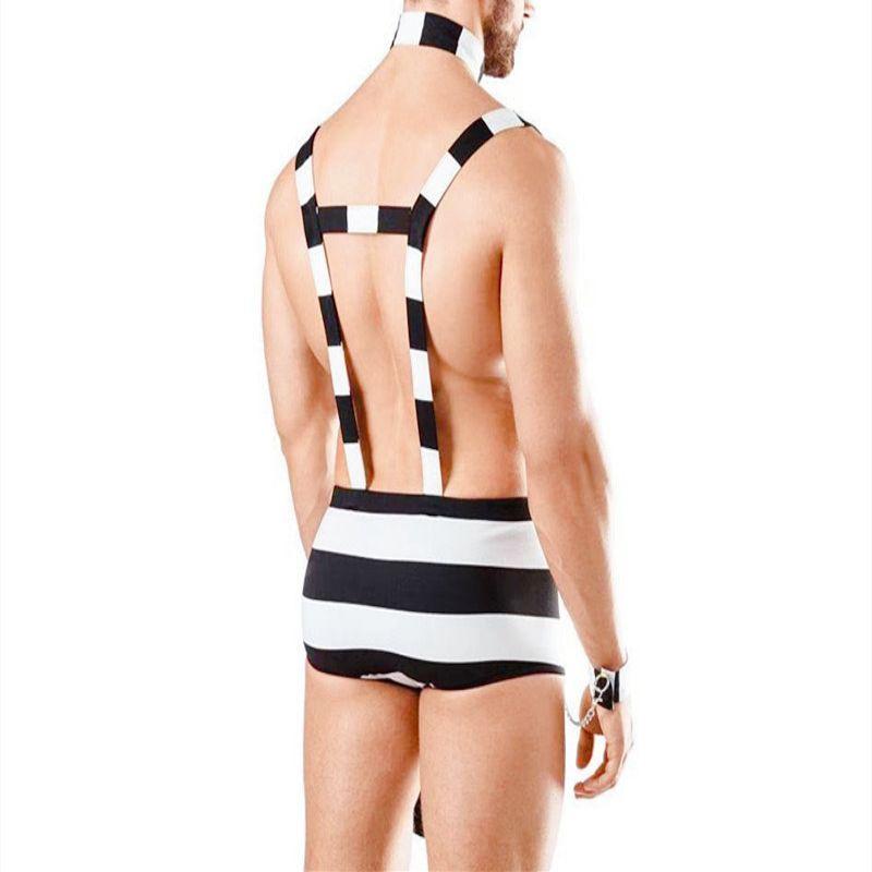 Male Police Role Play Navy Sailor Firefighter Bib Pants Male Prisoner Bib Pants Halloween Sexy Uniform Temptation