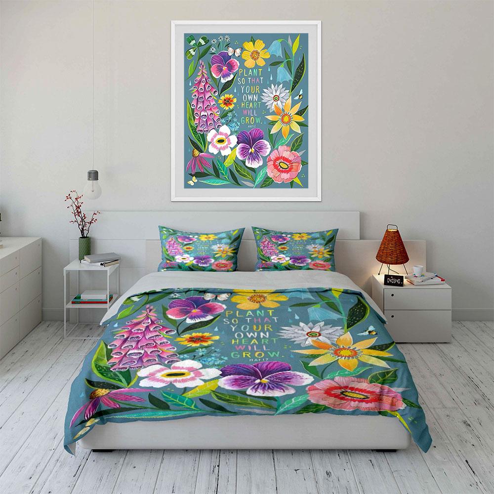 Colorful Flowers and Butterflies. Bedding Sets Duvet Cover Sets Duvet Covers Pillowcases(1 * Duvet Cover 2 * Pillowcases Without Duvet Insert)