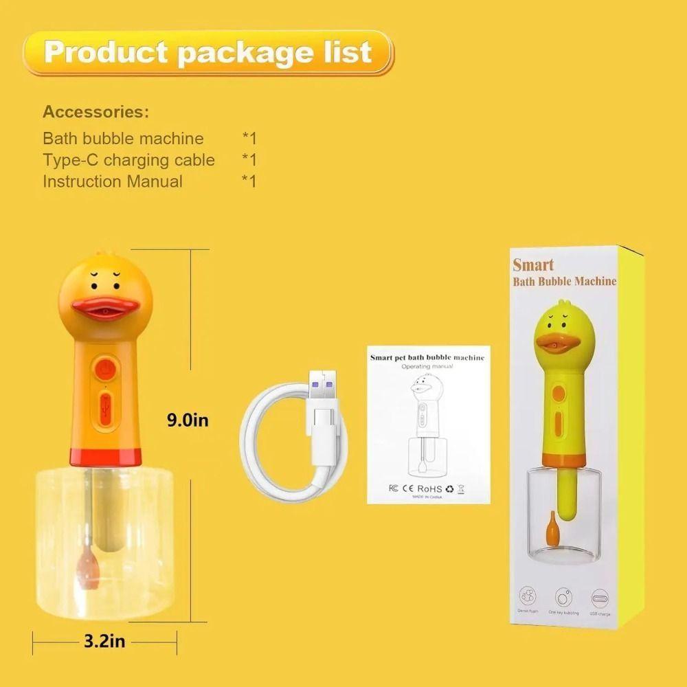 USB Yellow Duck Pet bubble Machine Handhold Automatic Pet Cleaning Foam Machine electric bubble pet cleaning machine Pet
