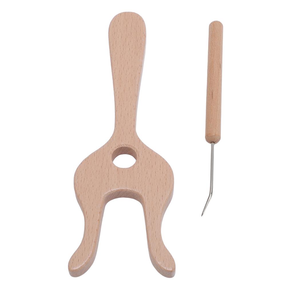 Kit Forchetta e Ferri da Maglia Legno di Faggio Finitura Liscia Forchetta di Legno Kit Ferri Intrecciatori per Artigianato