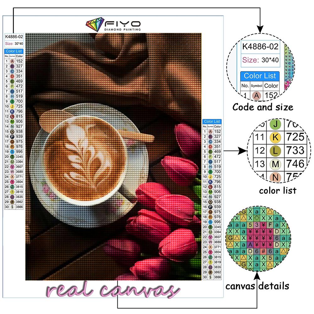 5D diy diamantmaleri tulipaner og kaffekorssting Full diamantbroderimosaikk