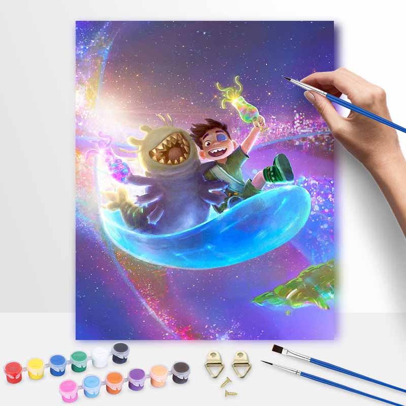 Disney Oil Painting Art Painting Set Space Adventure Home Wall Decor Handmade Gift