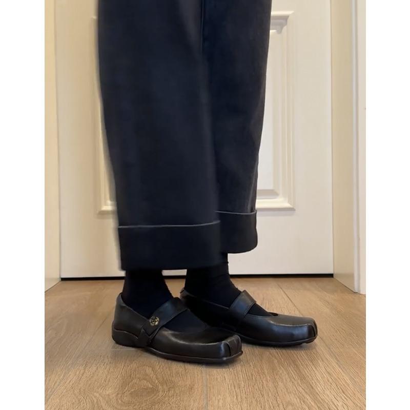 Sheepskin version~ Genuine leather retro camellia with Mary Jane small leather shoes women's spring and autumn new ballet shoes