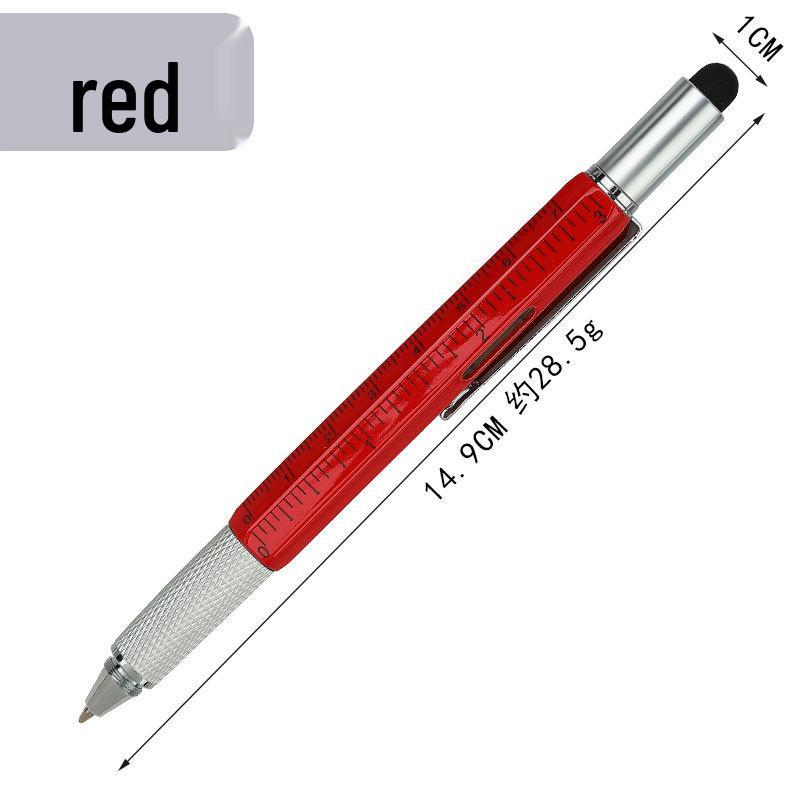 Multifunctional Metal Tool Pen with Level, Scale, Touchscreen Capacitive Tip, and Phillips Screwdriver