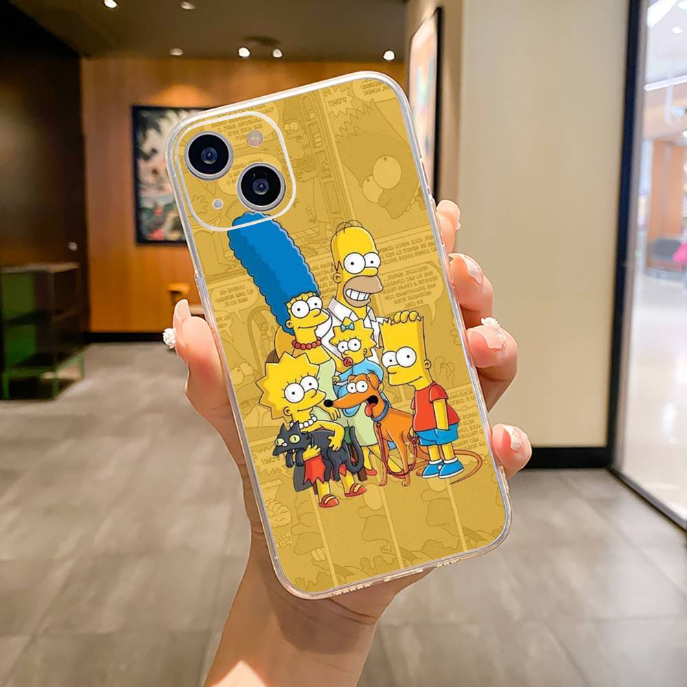 Simpsons-Funny Cartoon Phone Case For iPhone17,16,15,14,13,12,11 ,Pro Max, Plus Soft Silicone Transparent Cover