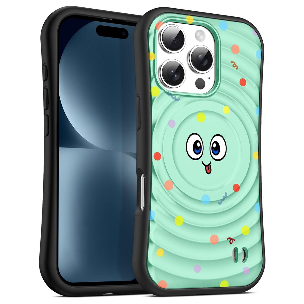 Boyang Phone Case with Hanging Rope Hole Emoji Polka Dot Anti Drop MagSafe Magnetic Suction for Apple 16pro Phone Case