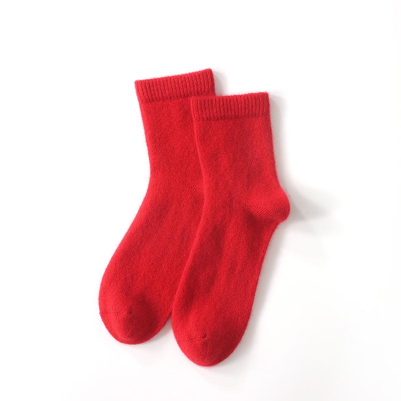 Unisex Cashmere Mid-Calf Socks: Warm, Odor-Resistant, Sweat-Absorbing, Thick Knit for Autumn/Winter.