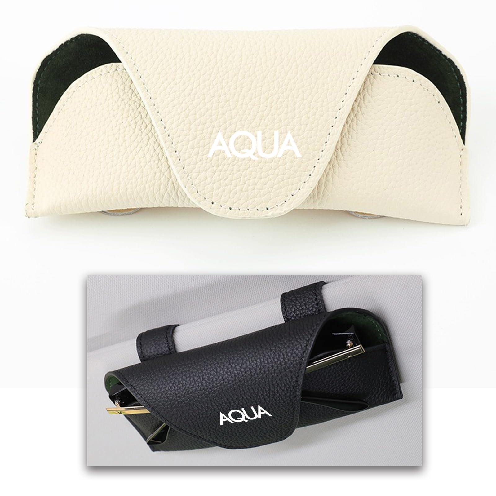 

MailiMy Sunglasses Clip for Cars, Pukupu Aqua, Rich Grain Leather, Eyeglass Storage, Clip Type, aqua бежевий