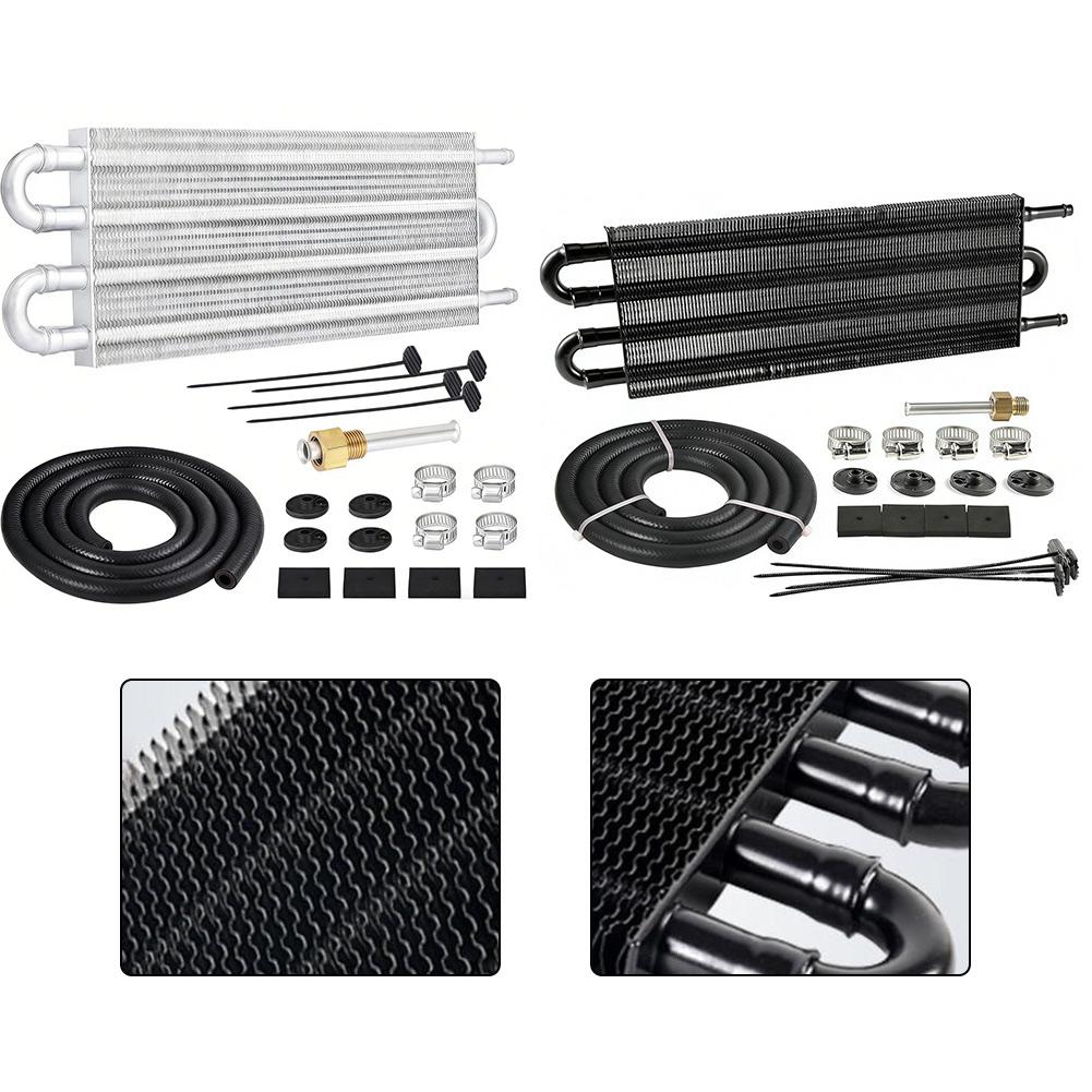 5/16-inch Transmission Oil Cooler, 4-channel Finned Tube Cooler Kit With 5/16-inch Inner Diameter Transmission Cooling Lines