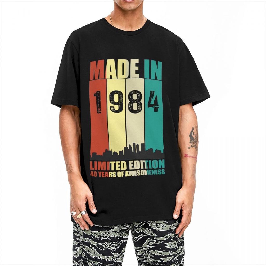 Men's T-Shirts Made In 1984 Birthday Limited Edition Pure Cotton Tees Short Sleeve 40 Years Vintage T Shirts Crewneck Tops