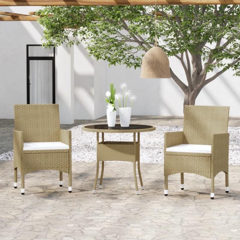 Día Y Noche - Día Y Noche 3-Piece Garden Dining Set Beige Synthetic Rattan