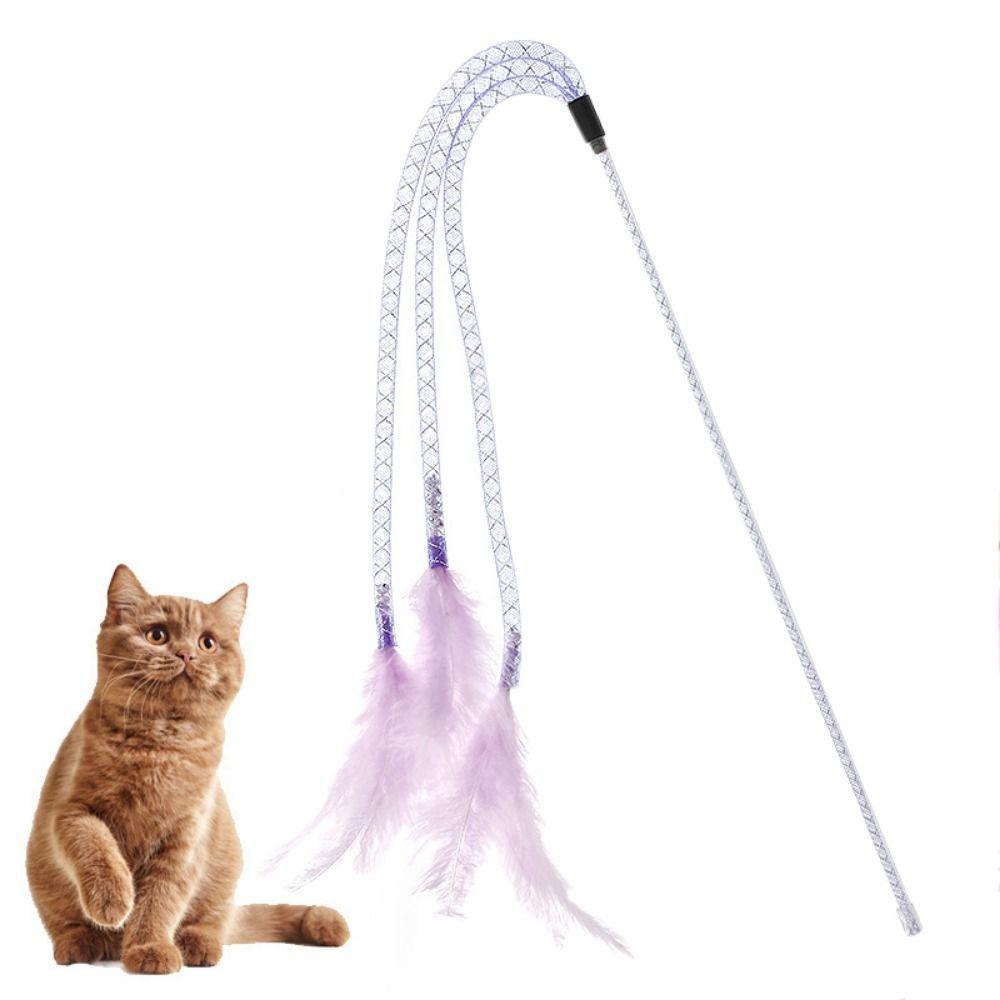 

Пластиковая палка-дразнилка для кошек, устойчивая к укусам, игровая палка для кошек, портативные игрушки из перьев для кошек, Self Hi