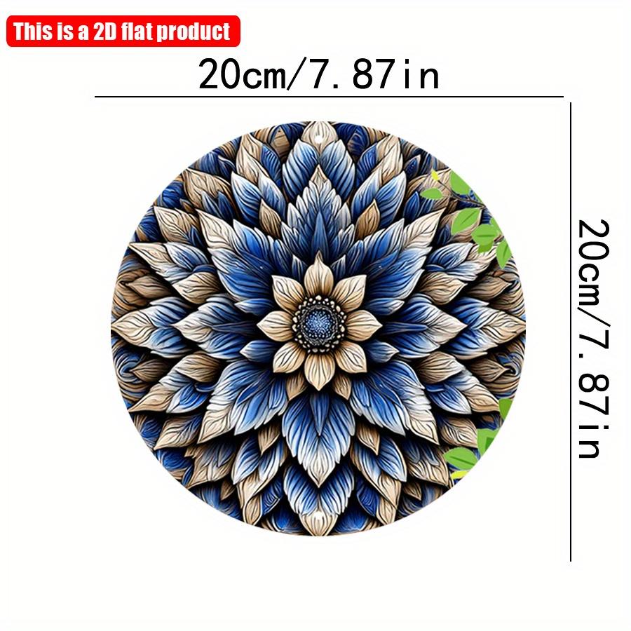 

2D плоская 20*20 см 1 шт. Ретро синяя цветочная мандала круглая настенная художественная пластина, ностальгический и новаторский стиль, детальная симметрия, цветочный узор, украшение для окружающей среды 20*20cm