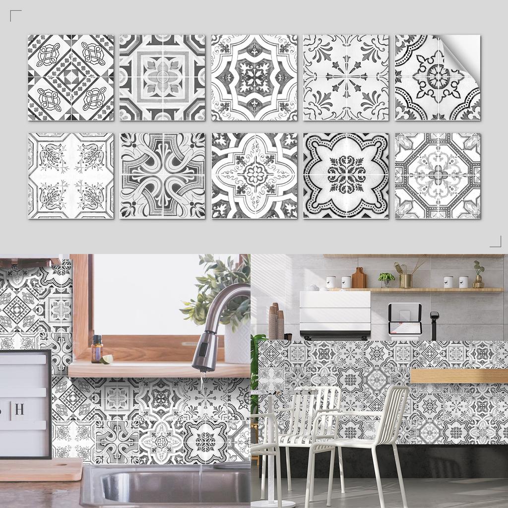 Nordic Tile Art Wall Sticker Kitchen Bathroom Waterproof And Oil-Proof Wallpaper Self-Adhesive Crystal Film Tile Sticker