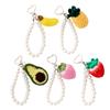 Kids Friendly Fruit Design Phone Lanyard Secure Anti Drop Crafted Yarns Cord Beaded Key Chain For Children Students