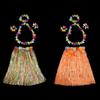 Hawaiian Hulas Grass Skirt with Flower Costume Outfits Set Necklace Headband Bracelet for Luaus Tropical Beach Party Decor