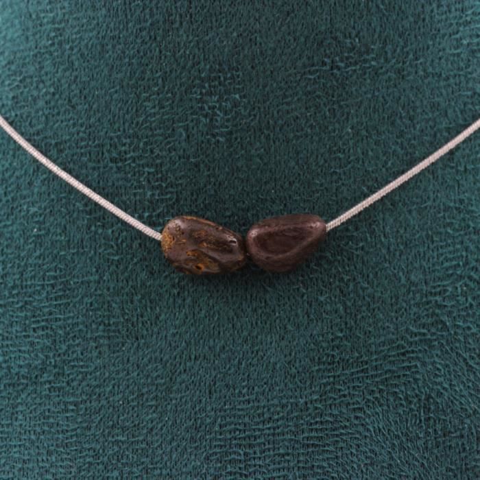 Collier - A Bijoux - Opale Boulder - 2 perles - Acier inoxydable - Longueur 45 cm personnalisable