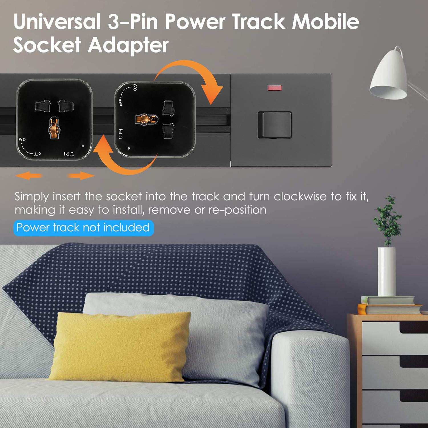 3-Pin Track Sockets Power Track Socket Outlet Versatile Electric Mobile Track Socket Power Track Adapter