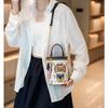 BEIBAOBAO New Cute Cartoon Cat Round Handbags High Texture PU Waterproof Women's One Shoulder Bag Popular Niche Small Basket Bags for Goddess Day Gift