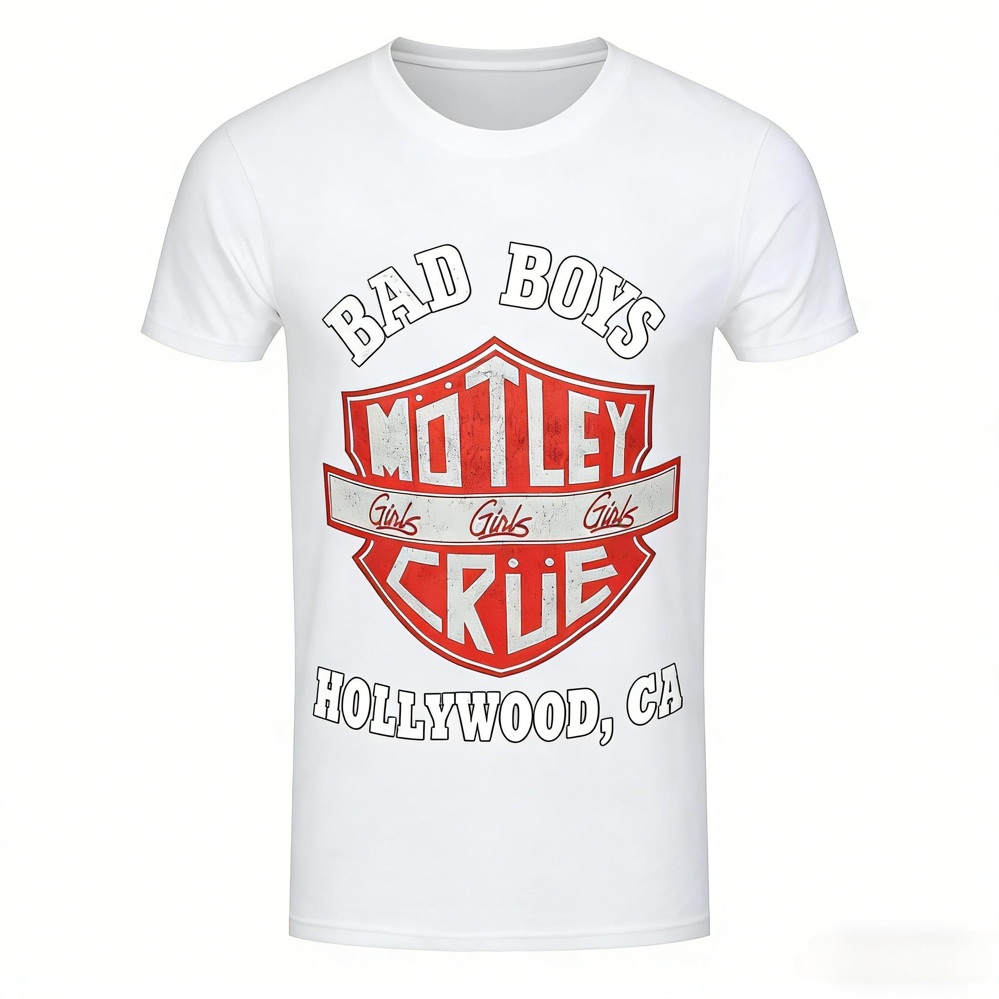 

Motley Crush metal rock band smoked street 3D mens and womens Tshirts retro Harajuku American round neck mens clothing 4XL