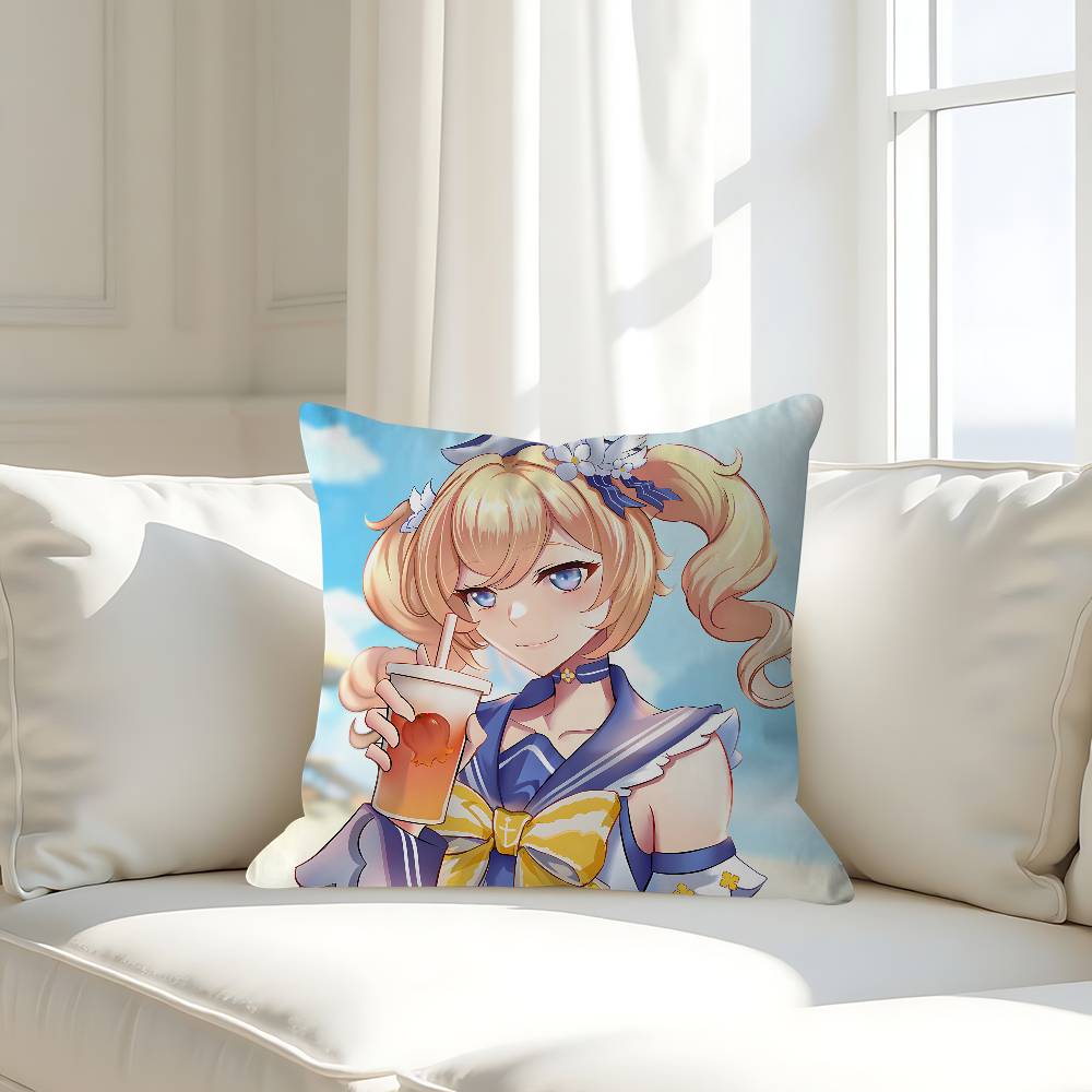 G-Genshin Impact Barbara Pillow Case Removable Washable Cushion Cover – All-Season Soft Linen