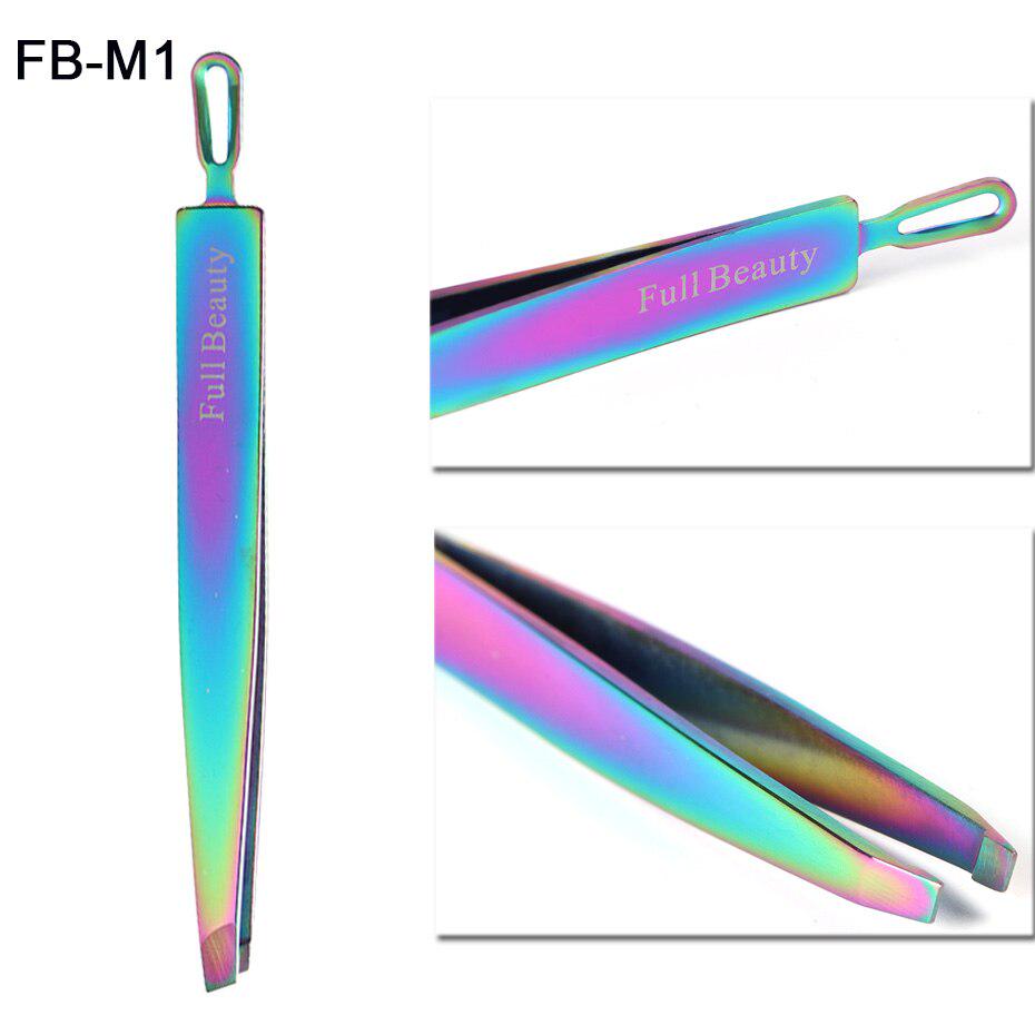 5pcs Stainless Steel Chameleon Eyebrow Tweezers Rainbow Extension Trimmer Clip Hair Scissor Manicure