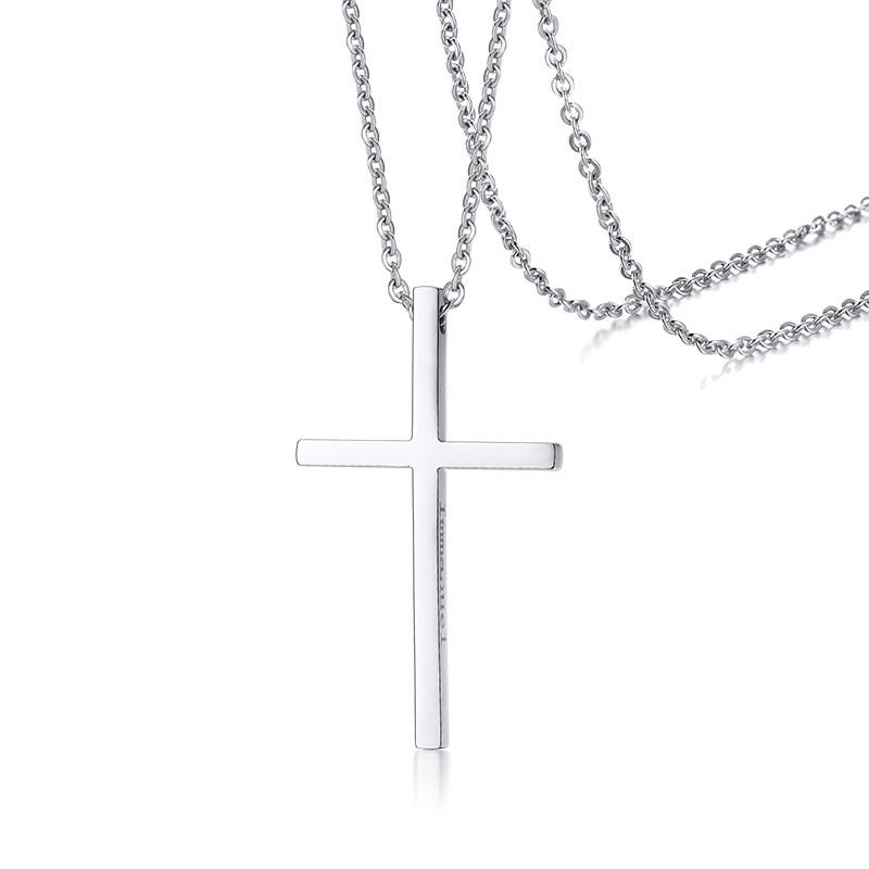 Collane a Strati con Croce Vnox per Uomo, Collane a Catena Cubo Corda Cuban Box, Collare a Collana Stratificato Fede Gesù Cristo