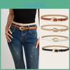 Simple Solid Color Gold Buckle Decoration Women Belt For Casual Denim Styling