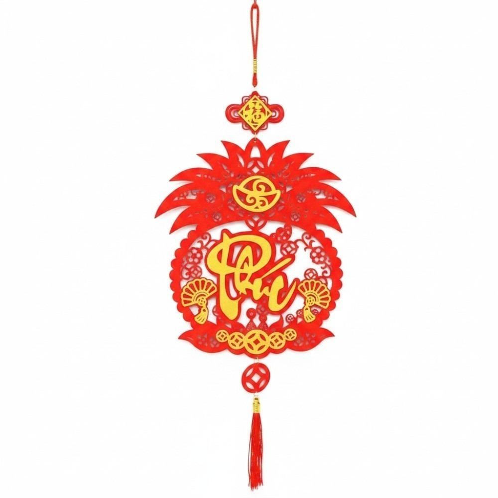 Non-woven Fabrics Vietnamese Couplets Pendant with Tassels Hollow Spring Festival Couplets Three-dimensional Glitter