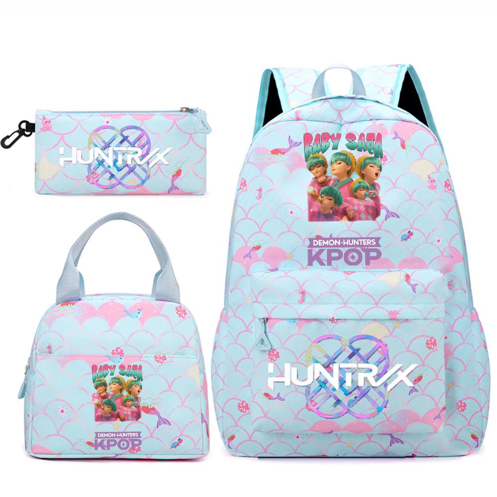 3 Stück/Set Anime Niedlich Kpop Bedruckter Rucksack Handtasche Federmäppchen für Teenger Studentin Student Junge Schultasche Kinder Schultasche Große Kapazität Reisetasche Geschenk