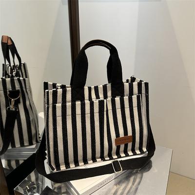 Torba na dojazdy o dużej pojemności Damska Popularna Płócienna Torba w Paski Torba listonoszka Modna Przenośna Torba typu tote