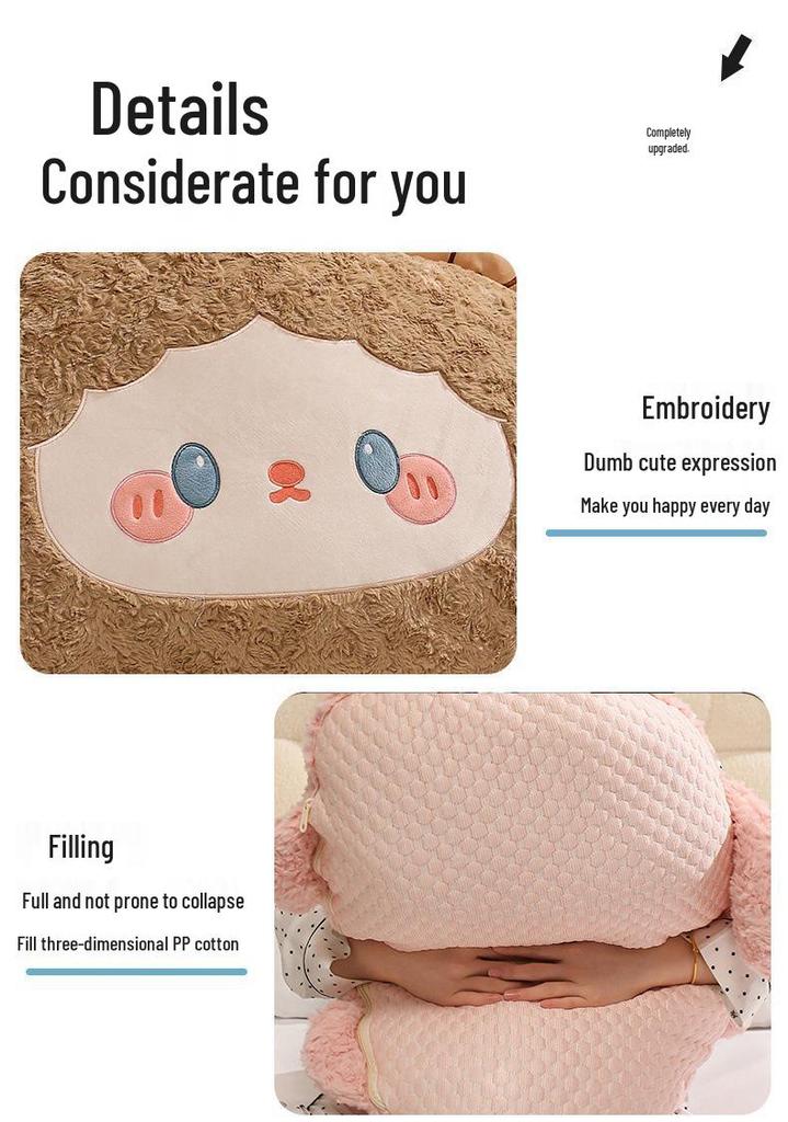 Cartoon Big-Head Fluffy Pillow: Double-Sided Cool Lumbar Support for Summer Sleep & Leg-Clamping.