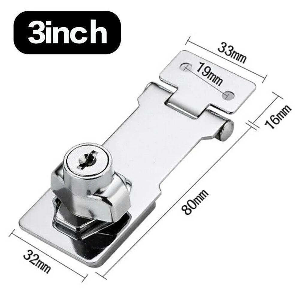 Padlock Locking Hasp Staple With Keys Padlock 2.5"/3"/4" Garage Lock Hasp Heavy Duty Locking Iron Silver New