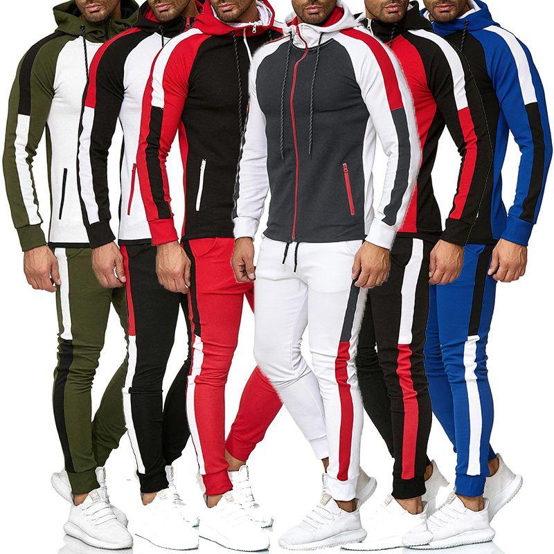 Mens Jogging Tracksuit Hoodie Coat Jacket Trousers Pants Sports Sweat Suit Set
