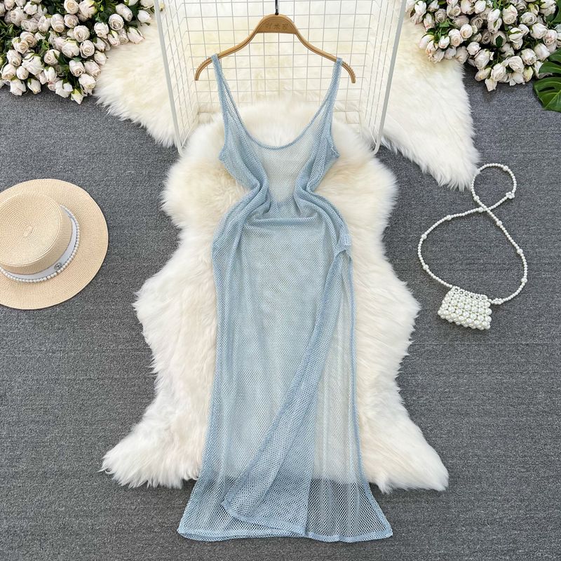 European and American Socialite Waist-Tight Cutout Sling Dress Mesh