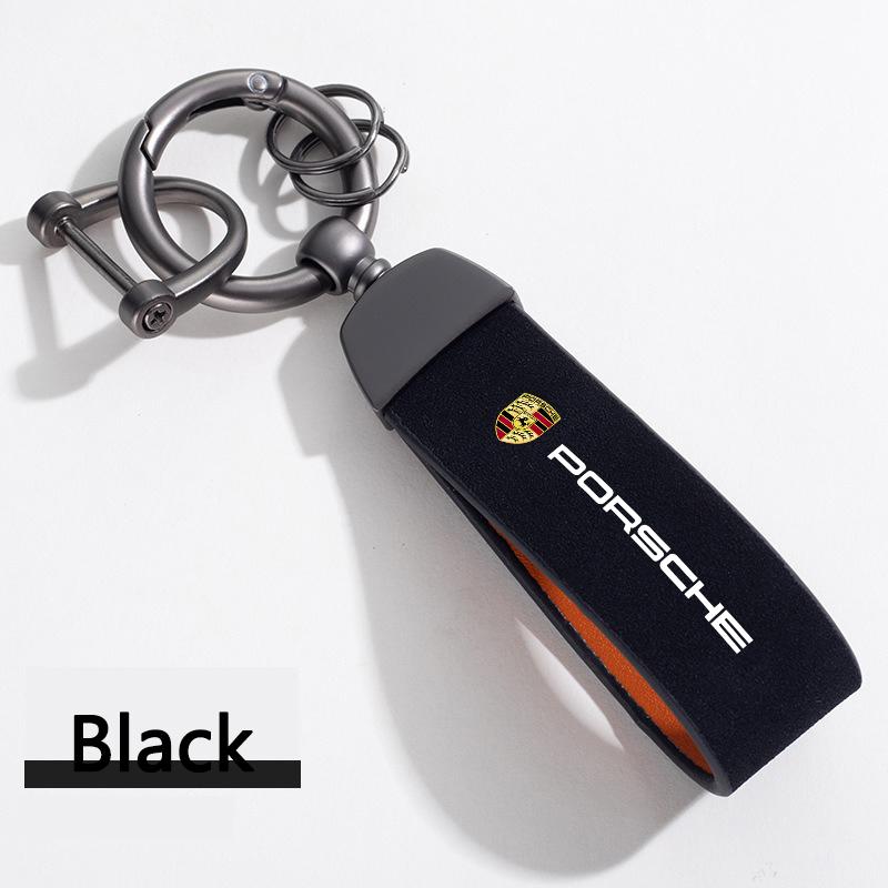 

Suede Car Emblem Keychain Pendant Key Ring Keyring Pendant Gift For Porsche Panamera Macan 718 Taycan 911 Cayman Boxster 9ya 971 чёрный