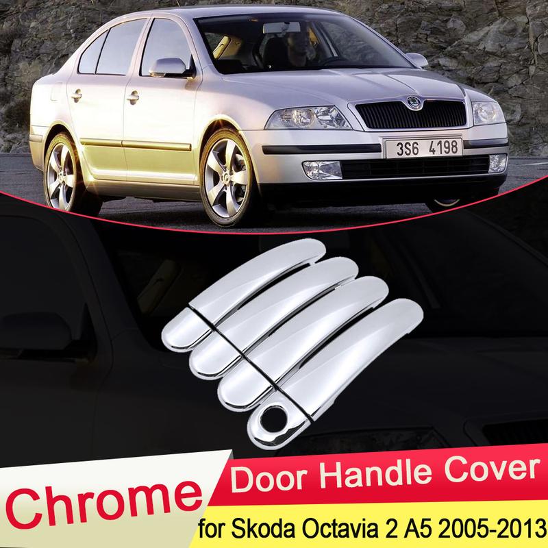 for Skoda Octavia 2 A5 MK2 1Z 2005 2006 2007 2008 2009 2010 2011 2012 2013 Chrome Door Handle Cover Trim Catch Car Accessories