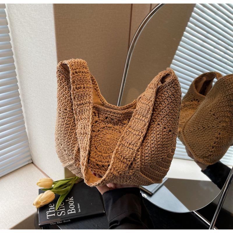 Large capacity woven straw bag women's summer new fashion shoulder commuter seaside vacation beach bag