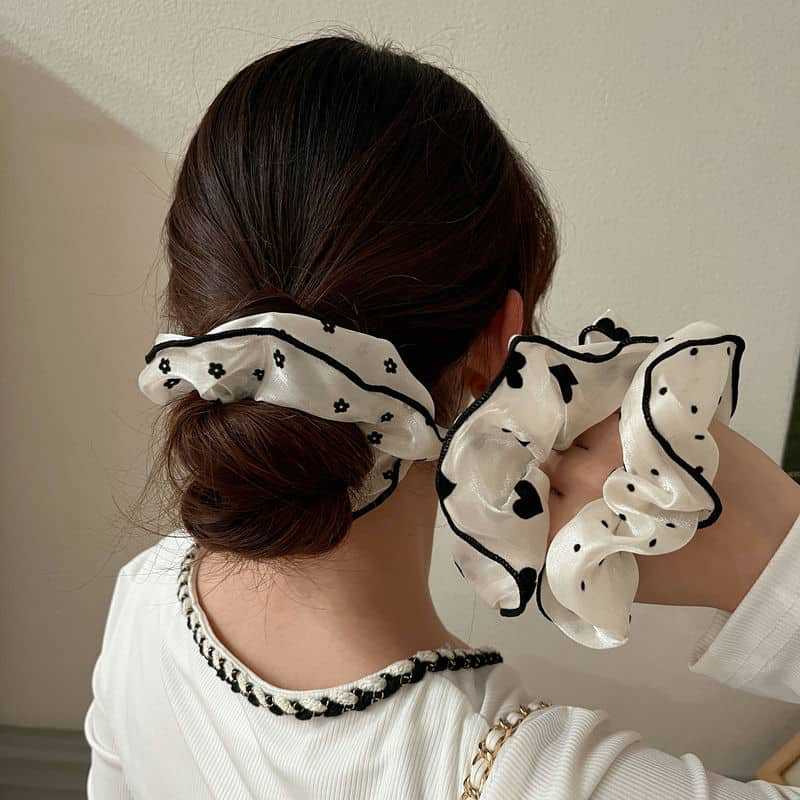 3PCS French Style Sweet Large Intestine Hairband Temperament Hair Rope Minimalist Polka Dot Rubber Band Women Head New Style