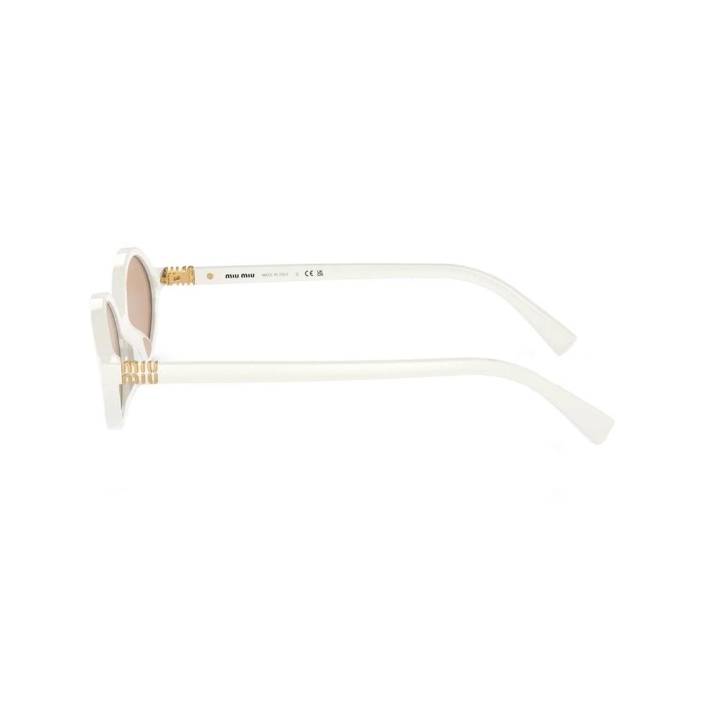 MIU MIU Oval Frame Sunglasses With Patterned Temples Women Sunglasses White SMU04Z1420D