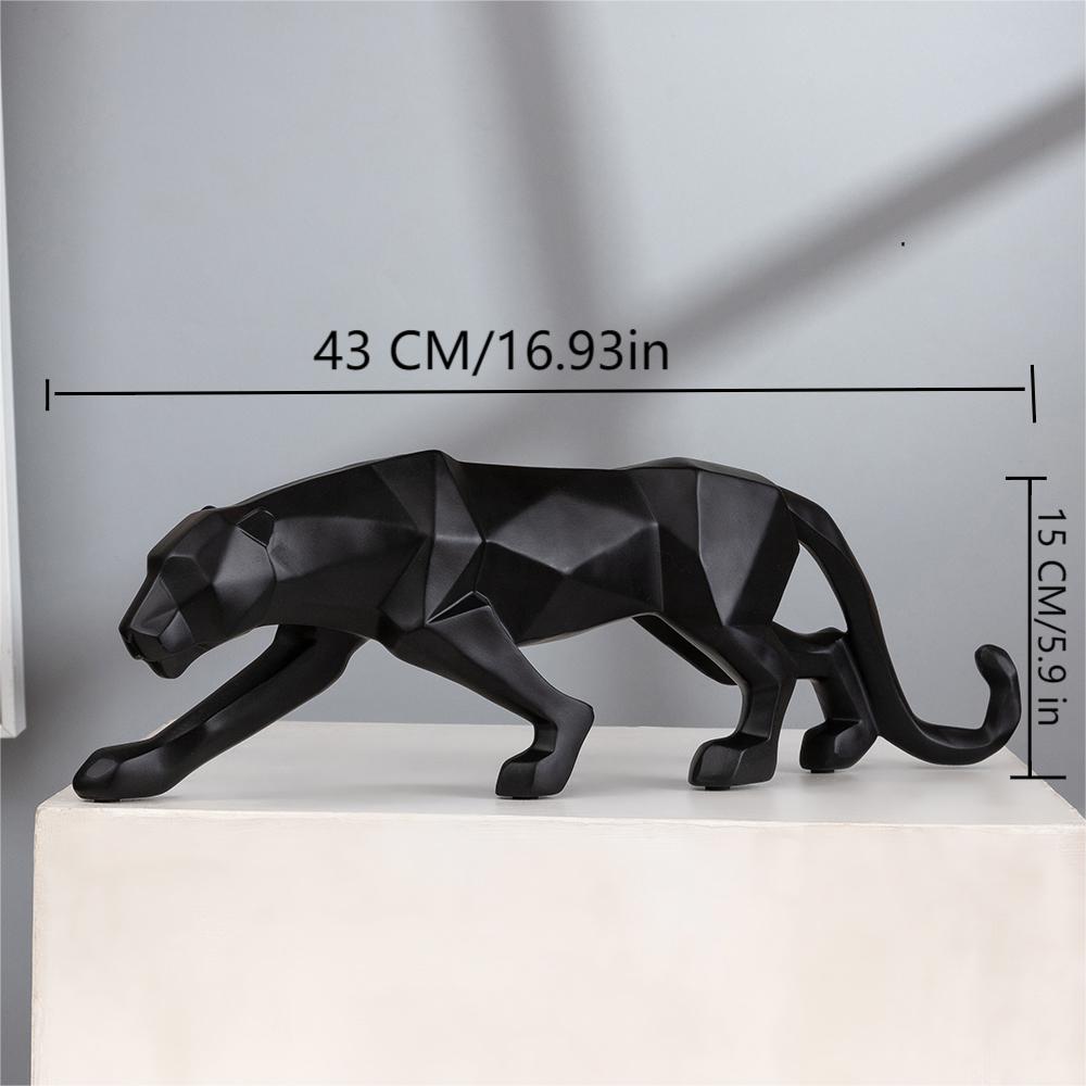 Panther Statue Animal Figurine Abstract Geometric Style Resin Leopard Sculpture Home Office Desktop Decoration Crafts