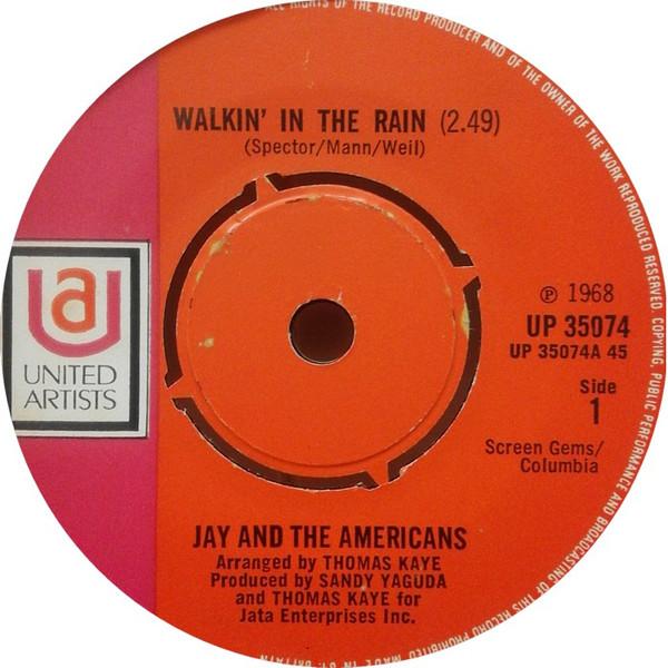 

7-дюймовая пластинка JAY THE AMERICANS Walkin In The Rain UP35074 UNITED ARTISTS 1970 UK Rock Б/у