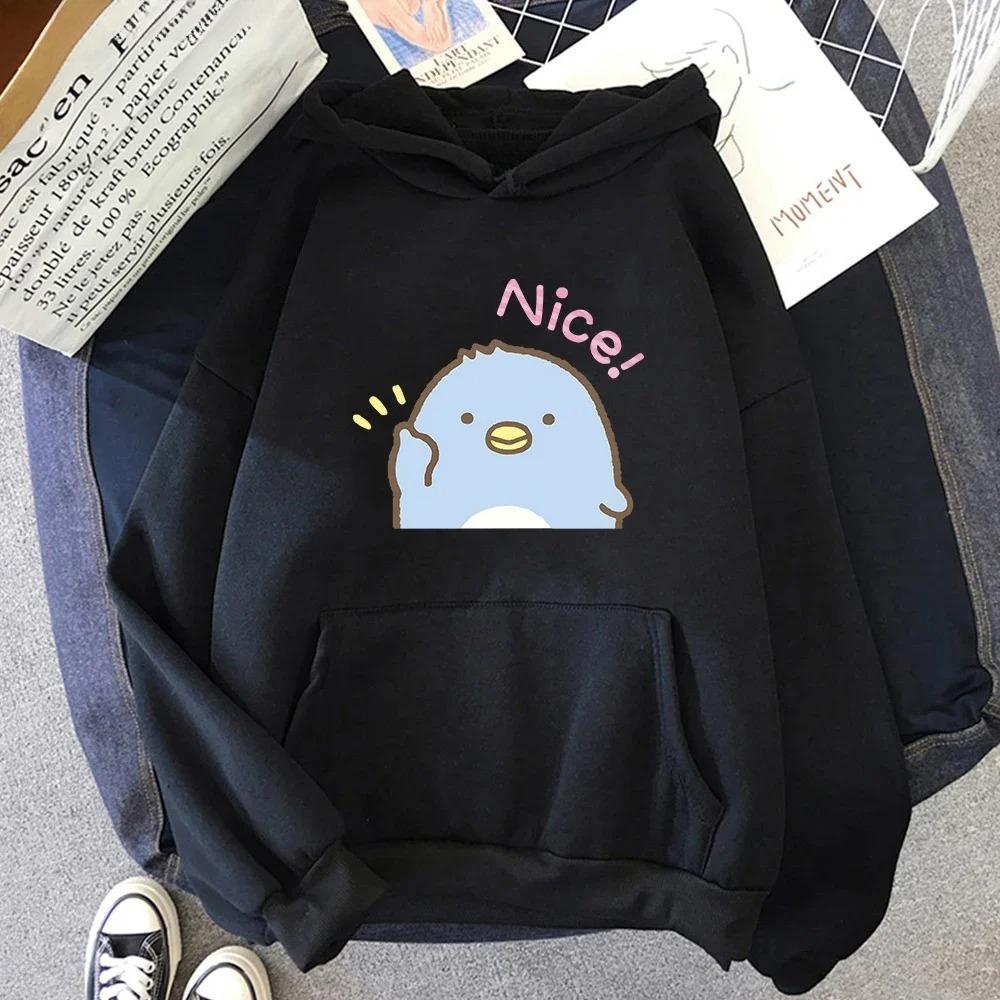 Penguin Cute Graphic Printed Hoodie Sweatshirt Autumn Winter Clothes Women Y2k Kawaii Pullover Women Casual Clothing