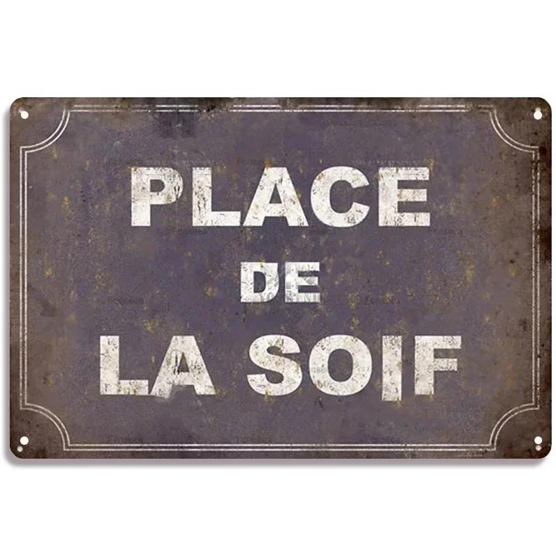 Vintage Funny Metal Tin Sighs Place Des Aperos Plaque For Bar, Pub, Club, Wall Decor, Iron Painting Retro Home Decorative Plate